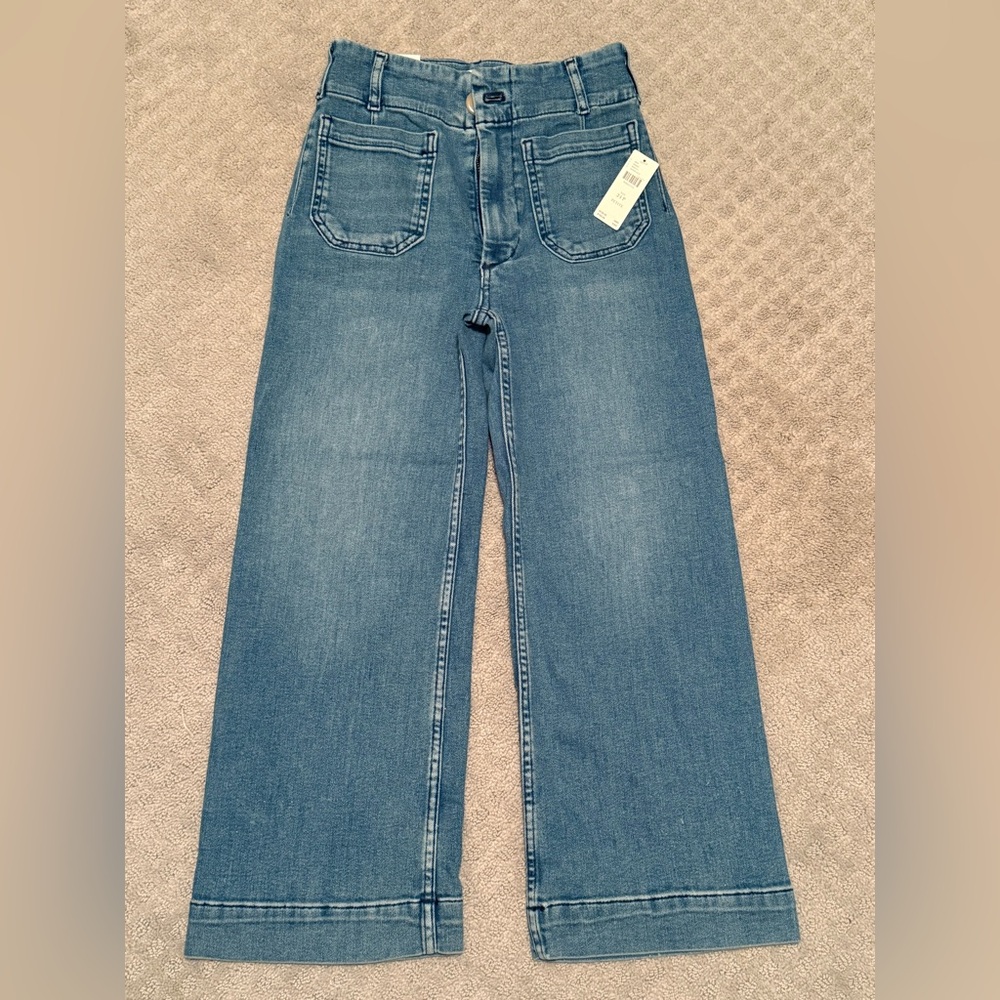 NWT Anthropologie The Colette Crop High-Rise Wide-Leg Jeans by Maeve Size 24P